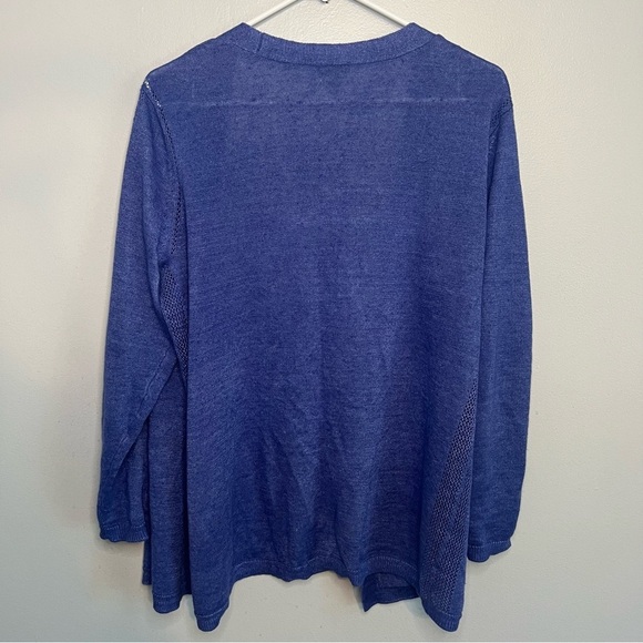 Talbots Womens Linen Knit Open Front Cardigan Blue Petite Sz M Lightweight - Picture 11 of 12